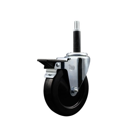 Service Caster 5'' Soft Rubber Swivel 3/4'' Expanding Stem Caster with Brake SCC-EX20S514-SRS-PLB-34